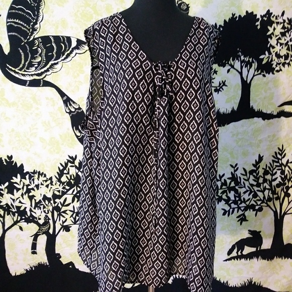 Terra & Sky Tops - 4/$25  Terra& Sky Black/White Sleeveless Blouse 3X